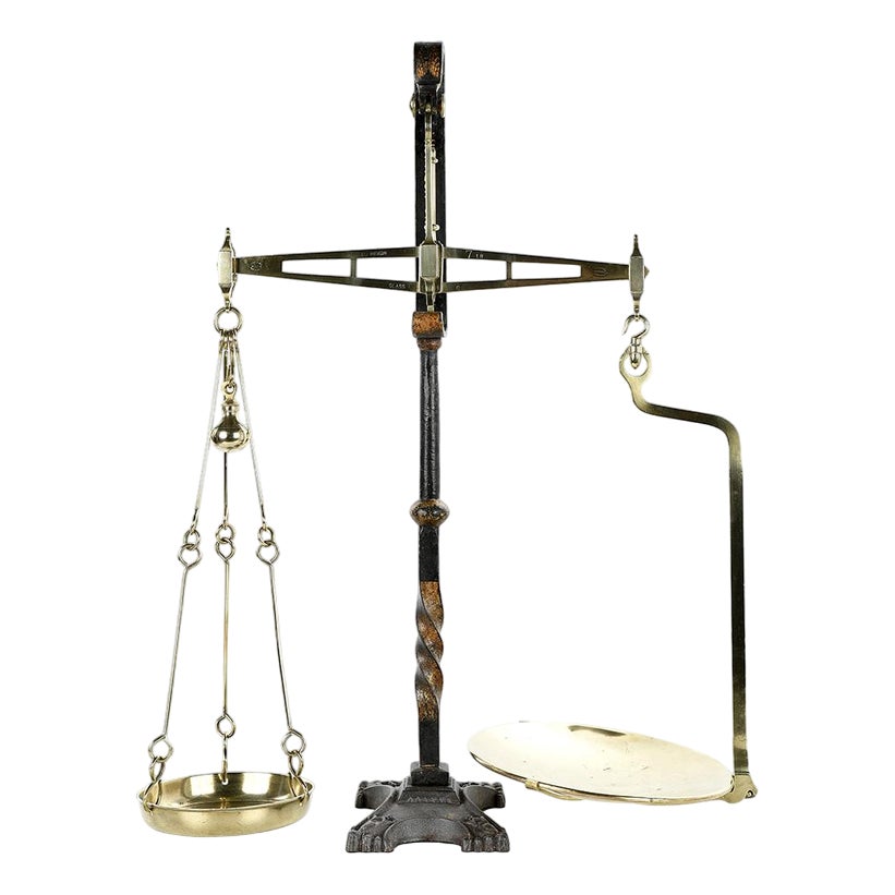 20th Century English Scale in Cast Iron and Brass | Chairish