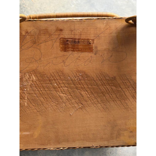 1900s Antique Heywood Brothers & Wakefield Co. Wicker Sewing Basket Stand For Sale - Image 4 of 10