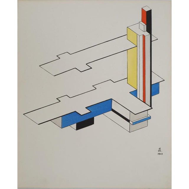 Félix Del Marle, Architecture, Abstract Plan, Signed Lithograph For Sale - Image 5 of 5