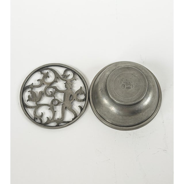 Pewter Bowl with Sculptural Openwork Lid by Edvin Ollers, Sweden, 1920s For Sale - Image 6 of 8