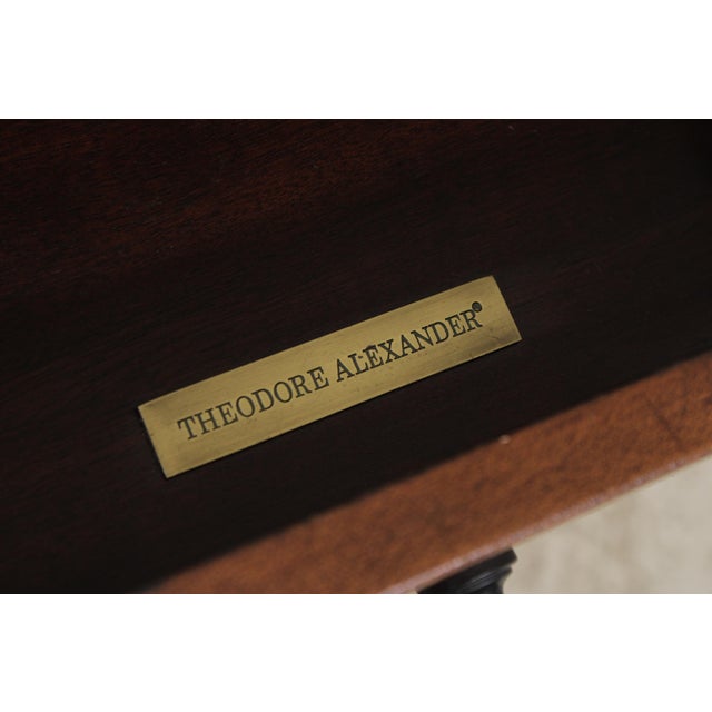 1990s Theodore Alexander 2 Tier Leather Wrapped Console Table For Sale - Image 5 of 16