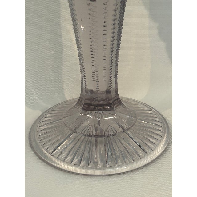 Early 20th Century "Sun Purple" Brilliant Cut Glass Trumpet Vases- A Pair For Sale - Image 9 of 11