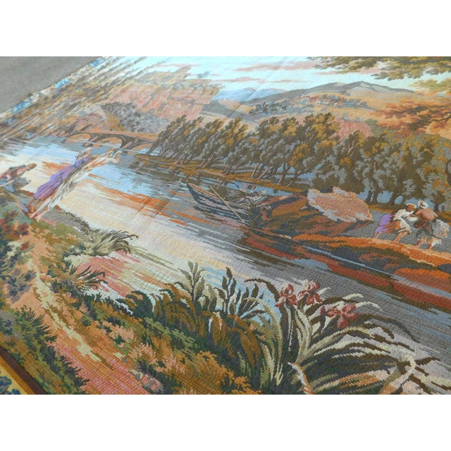 1970s Vintage Machine Woven Wall Hanging Tapestry For Sale - Image 5 of 12