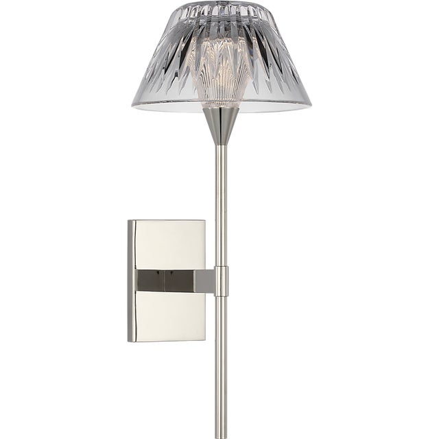 Waterford for Visual Comfort Signature Blaze 14" Sconce in Polished Nickel with Clear Crystal For Sale