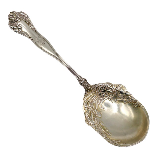 Antique Watson Co. Art Nouveau Sterling Silver "Carnation" Serving Spoon, C. 1905 For Sale