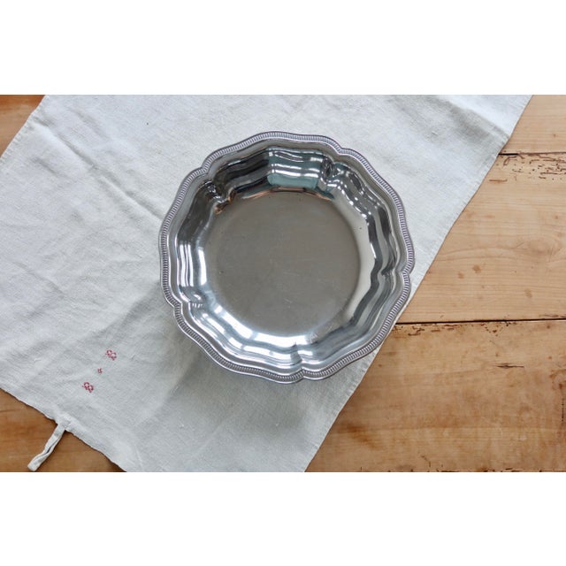 Vintage Silver-Plated Metal Salad Bowl or Large Dish by Guy Degrenne, 1970s For Sale - Image 3 of 7