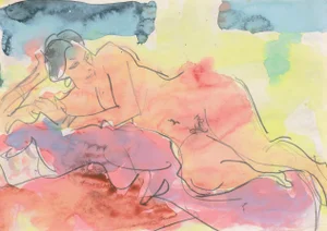 Reclining Nude' by Victor Di Gesu, Mid-Century California Post-Impressionist, Louvre, Academie Chaumiere, San Francisco, Los Angeles Museum of Art