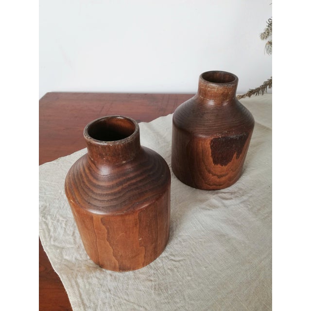 Vintage Alpine Bottles or Vases in Turned Ash Wood, 1960s, Set of 2 For Sale - Image 4 of 18
