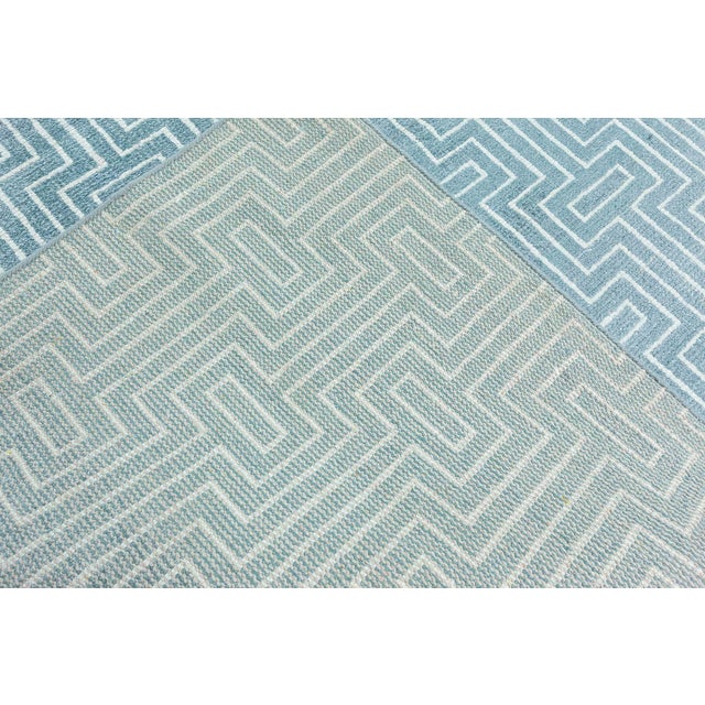 Contemporary Geometric Blue White Bamboo Silk Rug by Doris Leslie Blau For Sale In New York - Image 6 of 6
