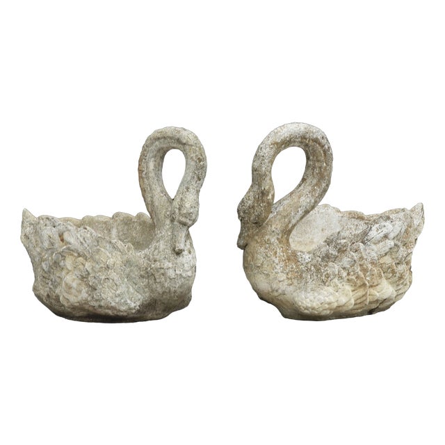 Large French Swan Garden Planters, 1950s, Set of 2 For Sale