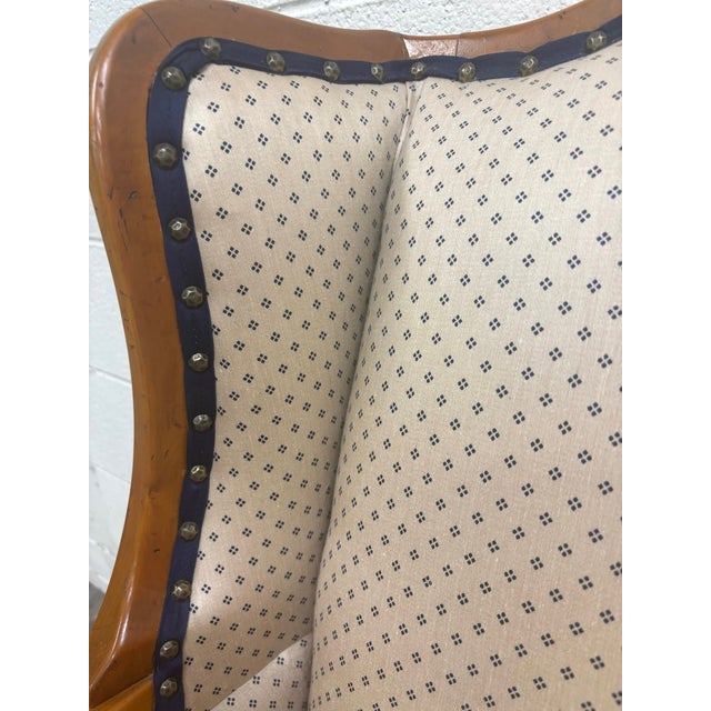 Vintage Country French Fruitwood Upholstered Wingback Chair For Sale In Kansas City - Image 6 of 10