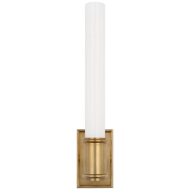 Owen 14" Single Bath Light in Antique-Burnished Brass with White Glass Designer: Chapman & Myers Finish: Antique-Burnished...
