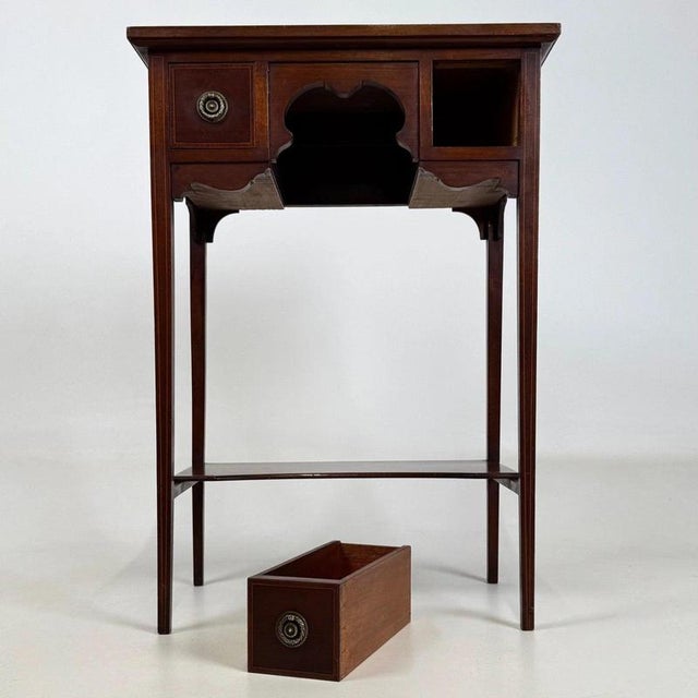 Antique English Edwardian Inlaid Mahogany Side Table, 1900s For Sale - Image 11 of 12