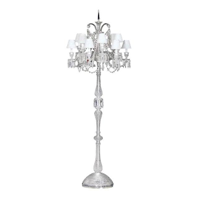 Collection Regina Floor Lamp in Metal and Crystal by Jago For Sale