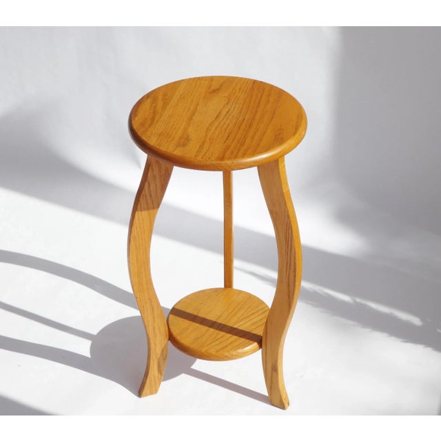 Amsterdam School Two Tiered Oak Plant Stand, 1950s For Sale - Image 4 of 11