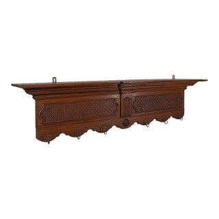 6 Hook Antique Reception Hall Coat Rack, English Oak, Cloakroom Valet, Edwardian For Sale