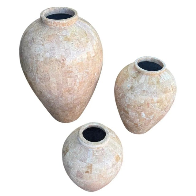 Stone Set of Three Tessellated Stone Floor Vases, Circa 1980’s For Sale - Image 7 of 10