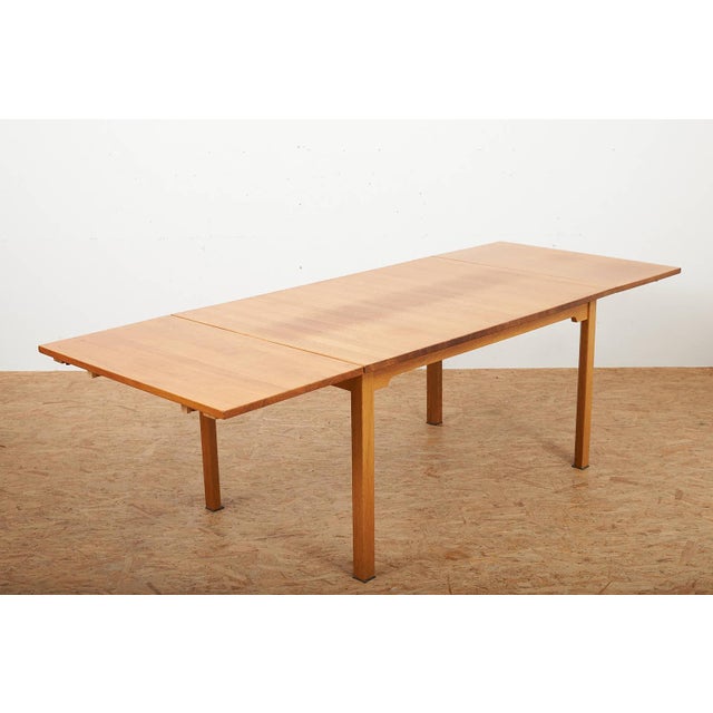 Brown Oak Table with Two Drop-Leaf Extension Leaves For Sale - Image 8 of 15