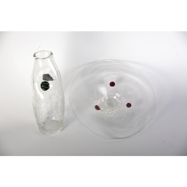 Glass Vase and Bowl by Jaroslav Taraba for Lednicke Rovne, Czech, 1970s, Set of 2 For Sale - Image 9 of 17