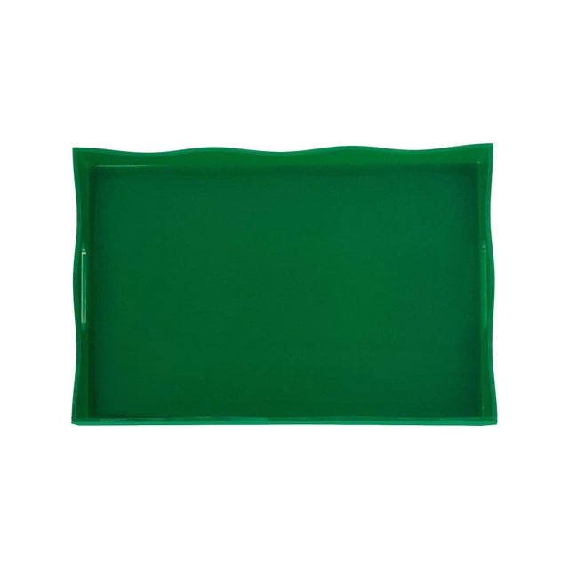 Spangle Scalloped Tray Green For Sale In Chicago - Image 6 of 11
