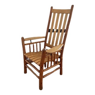 Old Hickory Tall-Back Paddle-Arm Chair W/Slat Seats For Sale