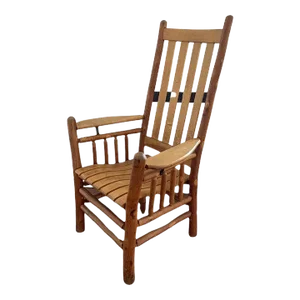 Old Hickory Tall-Back Paddle-Arm Chair W/Slat Seats