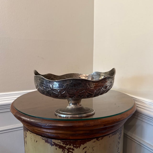 1970s Italian Style Silver Plated Footed Decorative Bowl For Sale - Image 10 of 10