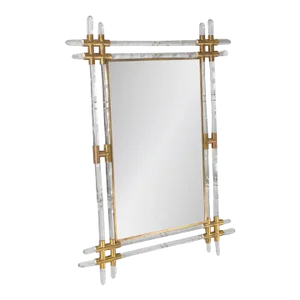 1970s French Lucite and Brass Faux Bamboo Wall Mirror