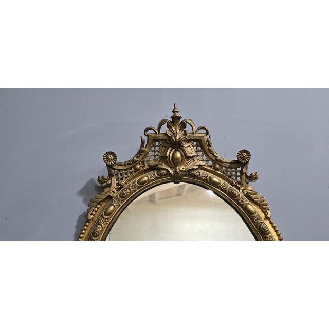Vintage English Gilt Oval Mirror For Sale - Image 6 of 8