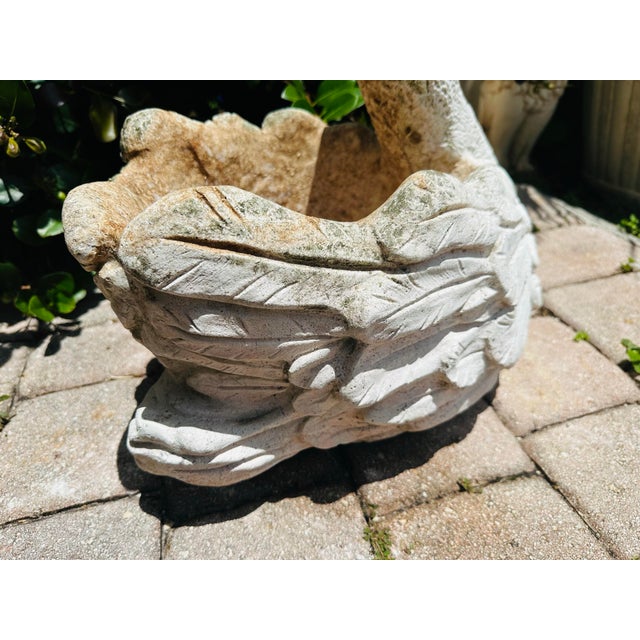 1970s Vintage Reconstituted Large Stone Swan Planter For Sale - Image 5 of 11
