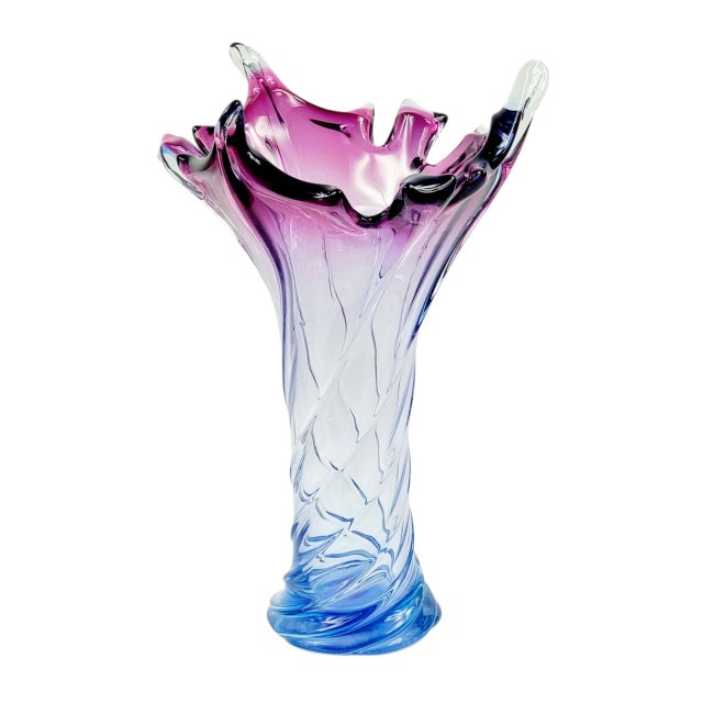 Large Mid-Century Modern Twisted Murano Glass Vase from Fratelli Toso, Italy, 1960s For Sale - Image 10 of 10