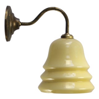 French Yellow Glass and Brass Wall Sconce For Sale