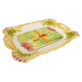Majolica Asparagus Server Platter, 20th Century For Sale