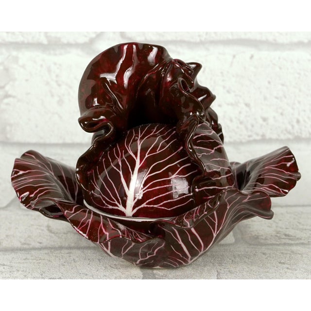 Ceramic Trompe-L’œil Porcelain Box in the Shape of a Red Cabbage by Didier Gardillou For Sale - Image 7 of 7