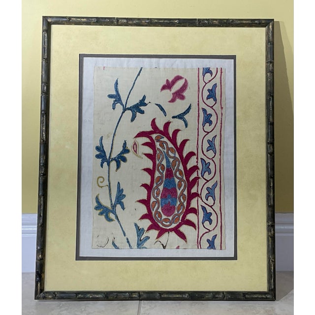 Persian Single 19 Century Antique Suzani Wall Hanging For Sale - Image 3 of 10
