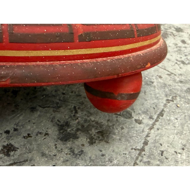 Hand-Painted Round Pedestal Game Table, Vintage For Sale - Image 10 of 12