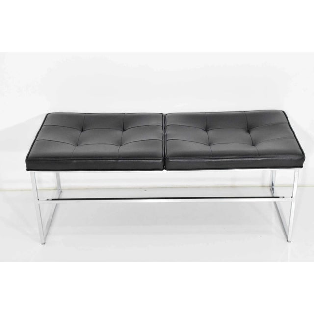 Mid 20th Century Mid 20th Century Bench in Chrome & Leather Attributed to Steelcase For Sale - Image 5 of 6