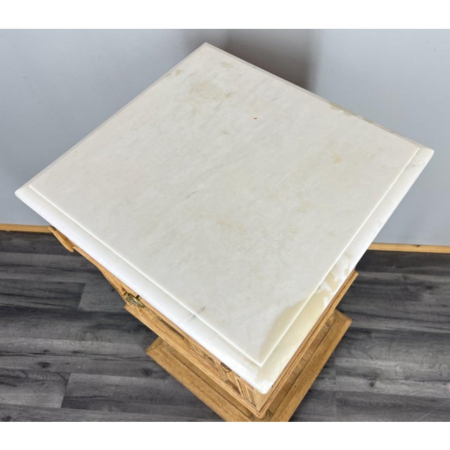 Antique French Bedside Tables in Oak with Marble Top, Set of 2 For Sale - Image 12 of 17