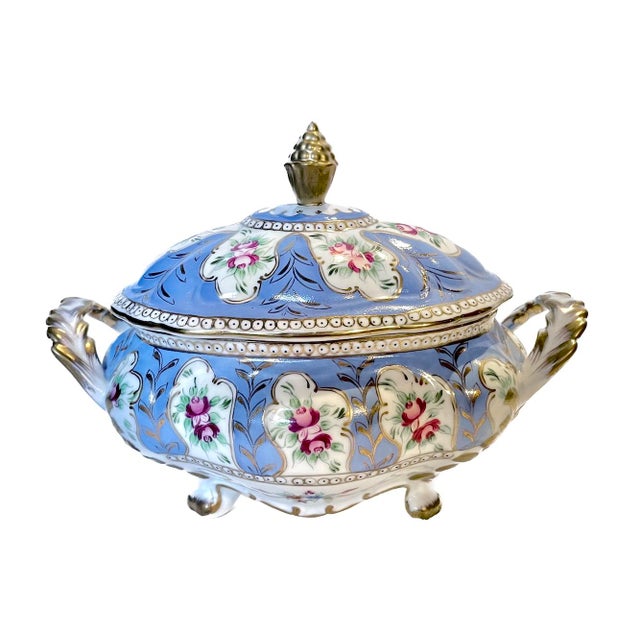 Dresden Porcelain Vintage Dresden Floral & Lavender Lidded Tureen For Sale - Image 4 of 12