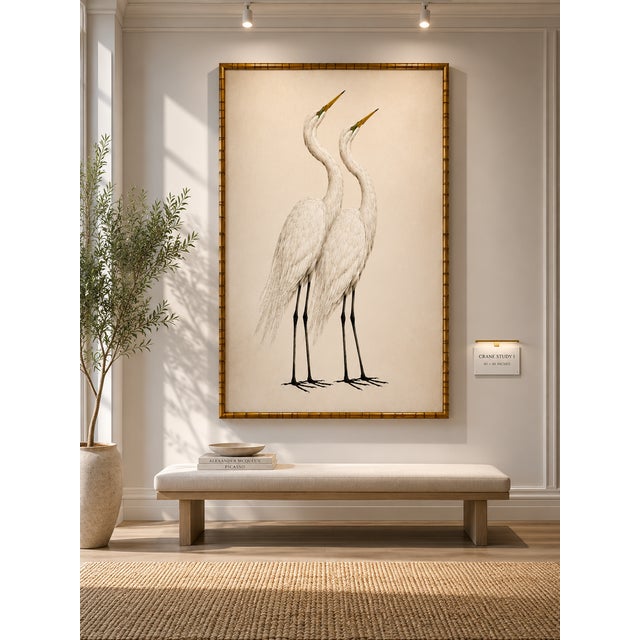 Crane Study I, Neutral Coastal Bird Art Print, 24" X 36" For Sale - Image 4 of 8