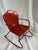 John Gordon Rideout 1930’s Rare Vintage John Gordon Rideout Red Clamshell Metal Child's Chair For Sale - Image 4 of 11