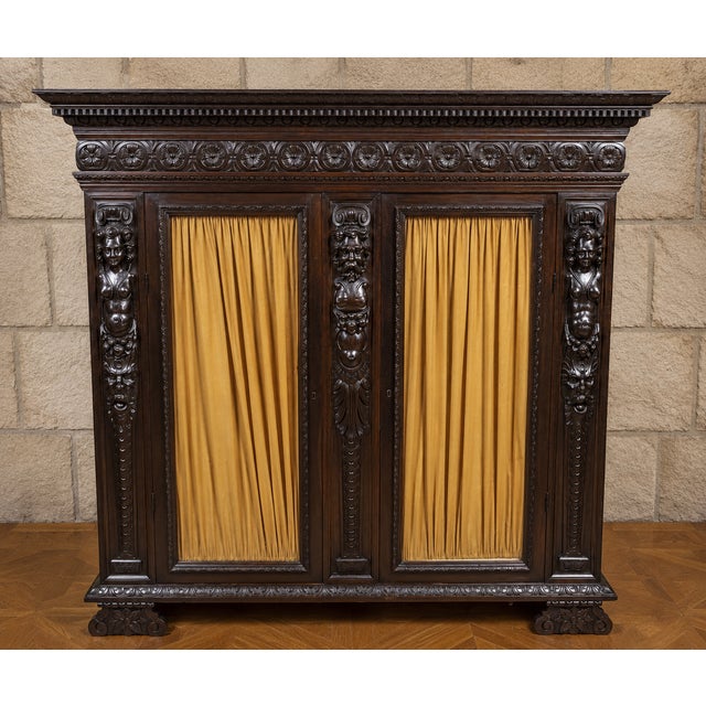 Renaissance Style Carved Wooden Library, 1800s For Sale - Image 10 of 10