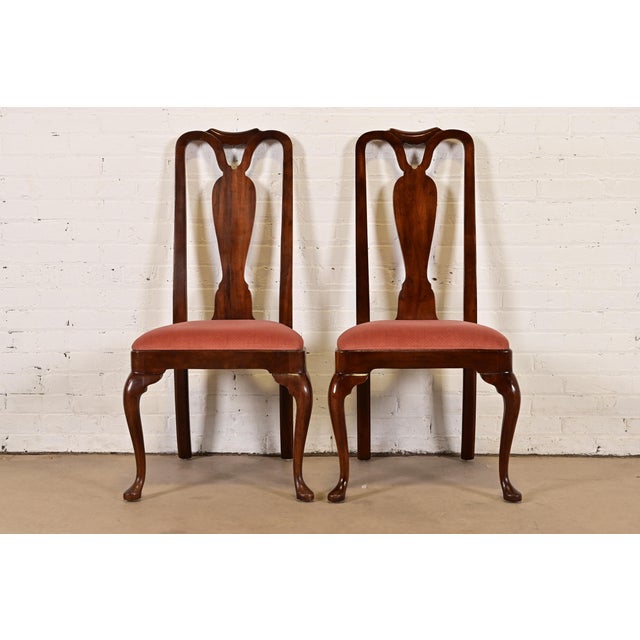 Henredon Queen Anne Solid Mahogany Side Chairs or Dining Chairs, Pair For Sale - Image 13 of 13