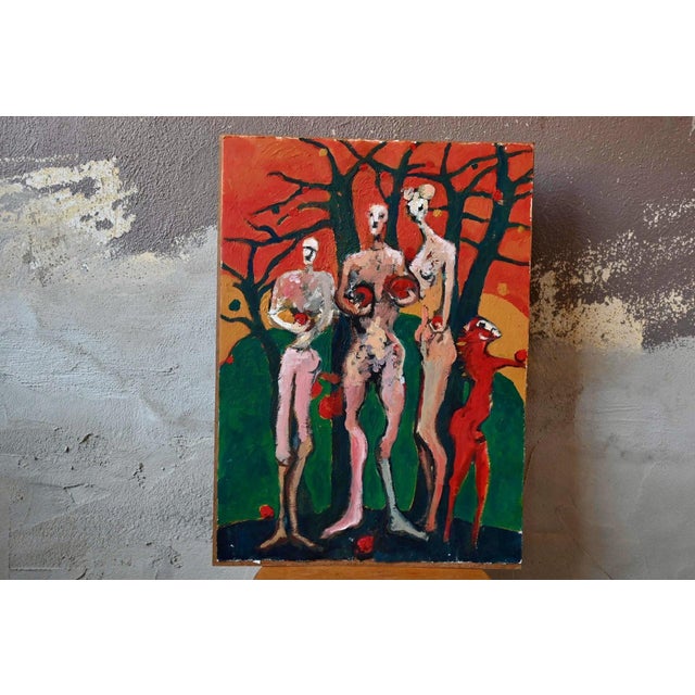 Modern Wicki, Nude Composition, 1980s, Oil on Paper on Melamine For Sale - Image 3 of 9