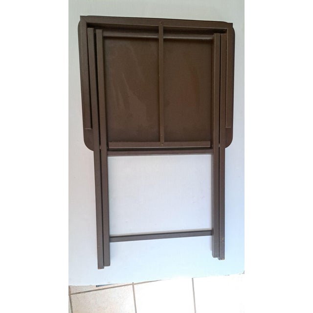 Mid-Century Modern Parquet Wood Tv Tray Tables, Set of 5 With Stand For Sale - Image 11 of 13