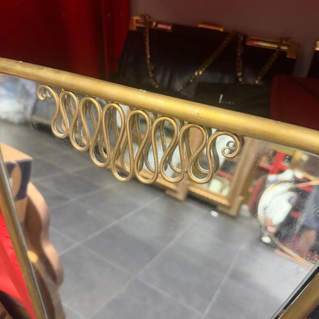 A 1960s Rare Gio Ponti Style Mid-Century Modern Brass Triangular Wall Mirror For Sale - Image 9 of 12