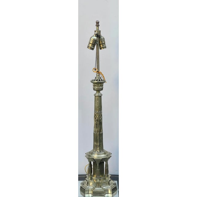 Antique Early 19th C Empire Bronze Column Table Lamp For Sale In Los Angeles - Image 6 of 6