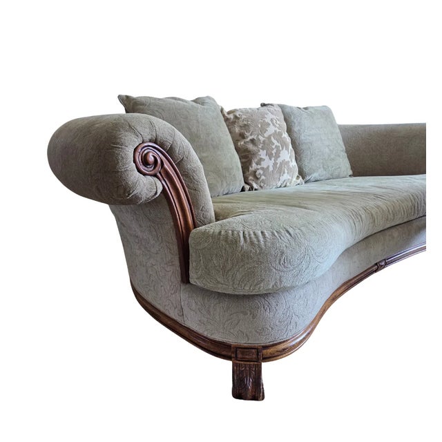 Baroque Late 20th Century Bernhardt Curved Sofa With Rolled Back For Sale - Image 3 of 11