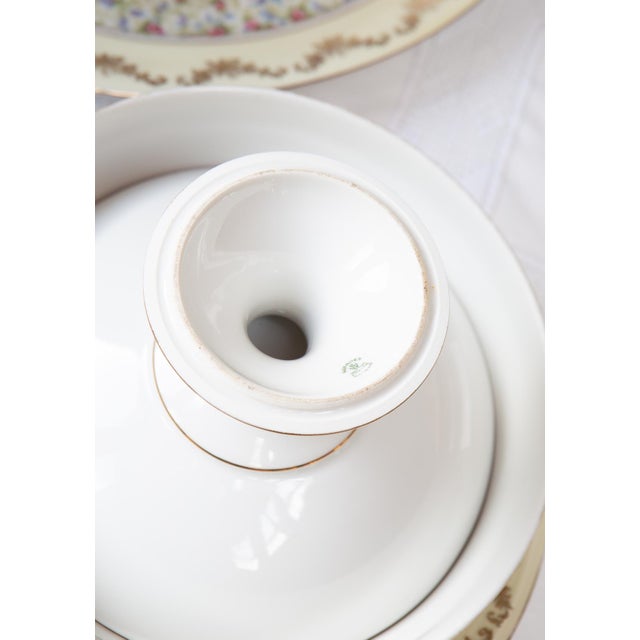 Antique Porcelain Dinner Set with Floral Pattern from Limoges, 1930s-1940s, Set of 61 For Sale - Image 11 of 12