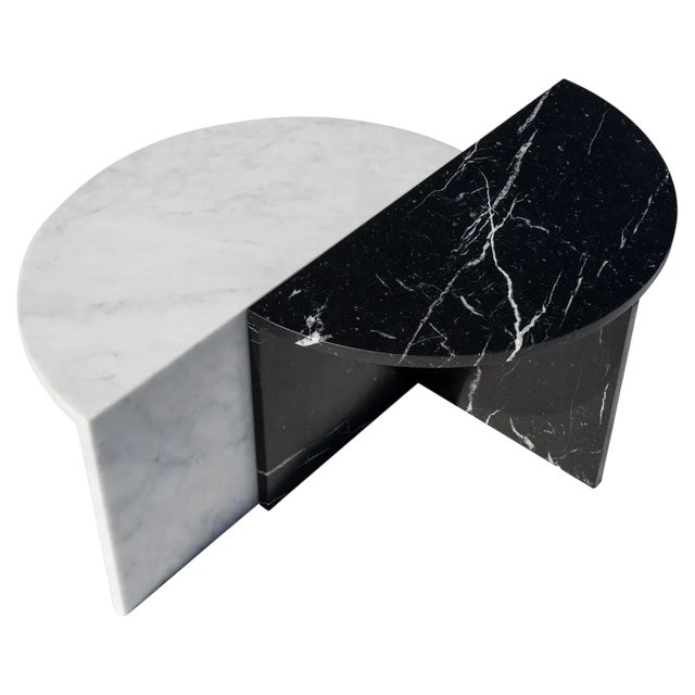Black and White Marble Coffee Tables by Sebastian Scherer, Set of 2 For Sale
